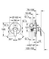 GROHE 29079001 BAUEDGE 2020 Tek Kumandalı Banyo Bataryası