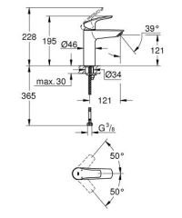 GROHE 23324003 EUROSMART 2021 Tek Kumandalı Lavabo Bataryası M-Boyut
