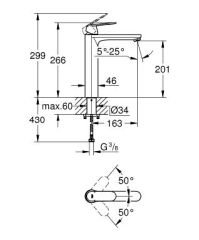 GROHE 23921000 EUROSMART COSMOPOLİTAN Tek Kumandalı Lavabo Bataryası XL-Boyut