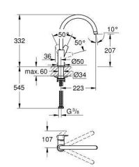GROHE 33202003 EUROSMART 2021 Tek Kumandalı Eviye Bataryası
