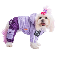 PawStar Lila Mor Bicolor Küçük Irk Köpek Tulum Yağmurluk Large