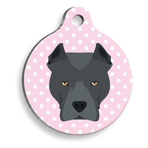 Pet Tag Art Pembe Puantiyeli Cane Corso Yuvarlak Köpek Künyesi