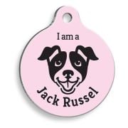 Pet Tag Art Pembe Jack Russel Yuvarlak Köpek Künyesi