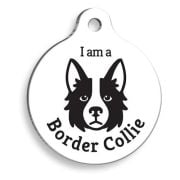 Pet Tag Art Beyaz Border Collie Yuvarlak Köpek Künyesi