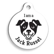 Pet Tag Art Beyaz Jack Russel Yuvarlak Köpek Künyesi