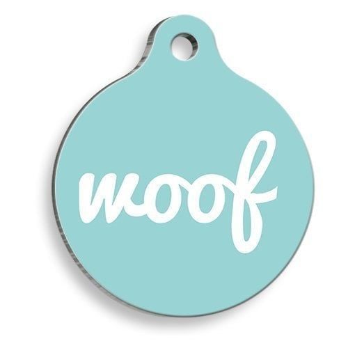 Pet Tag Art Mavi Woof Yuvarlak Köpek Künyesi