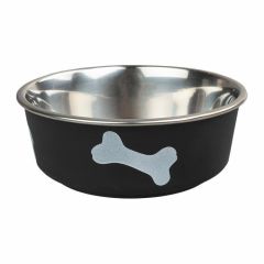 Ankur 17 cm 830 ml Kemik Desenli Çelik Siyah Mama Su Kabı