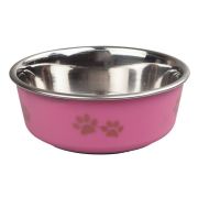 Ankur 21 cm 1850 ml Pati Desenli Pembe Çelik Mama Su Kabı