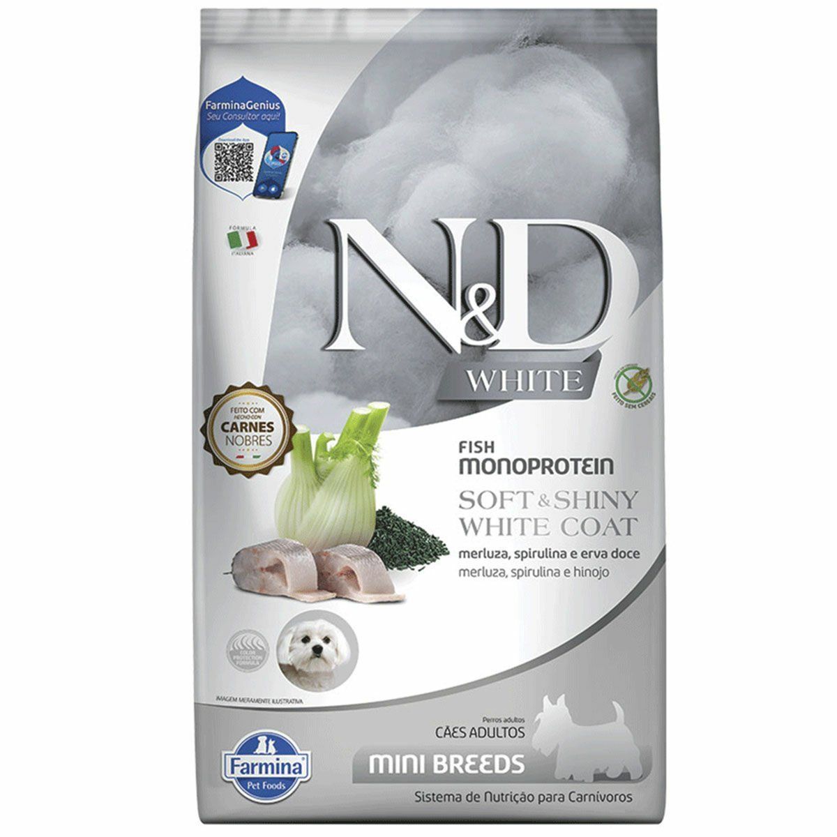 N&D White Canine Levrek Pirinç Rezene Spirulina Adult Mini 2 Kg Köpek Maması