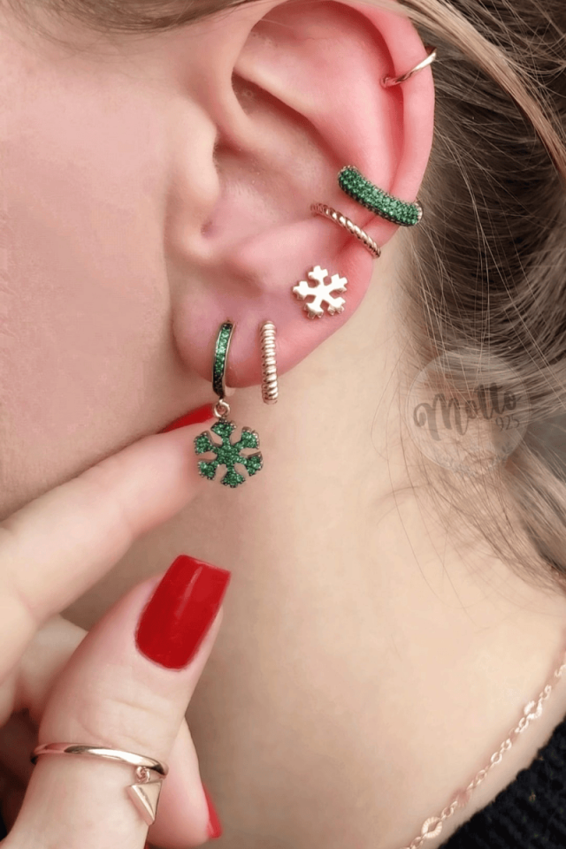 Çift Renk Burgu Form Earcuff