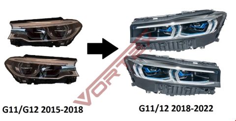 BMW 7 Serisi G11 G12 2015-2018 için Facelift 2019-2022 Lazer Far Dönüşüm Seti