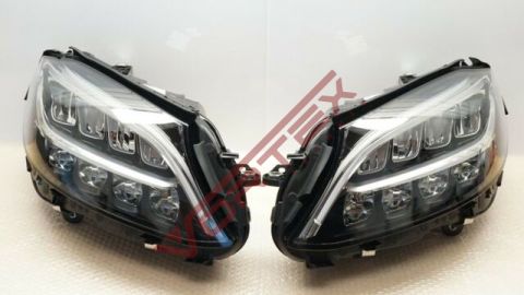 Mercedes C-Serisi W205 2014-2018 için Facelift 2019-2021 Matrix Led Far Dönüşüm Seti