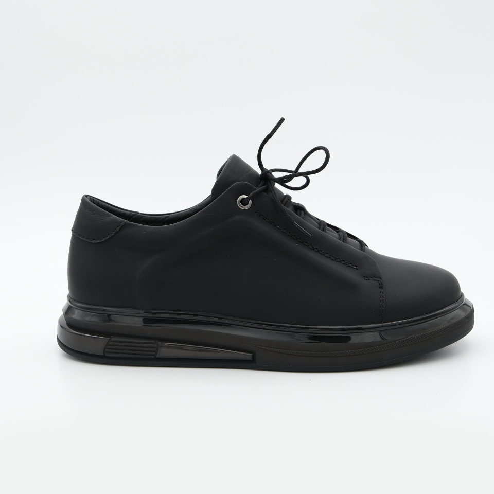 1885-10 Erkek Sneakers Deri Ayakkabı Siyah - 44