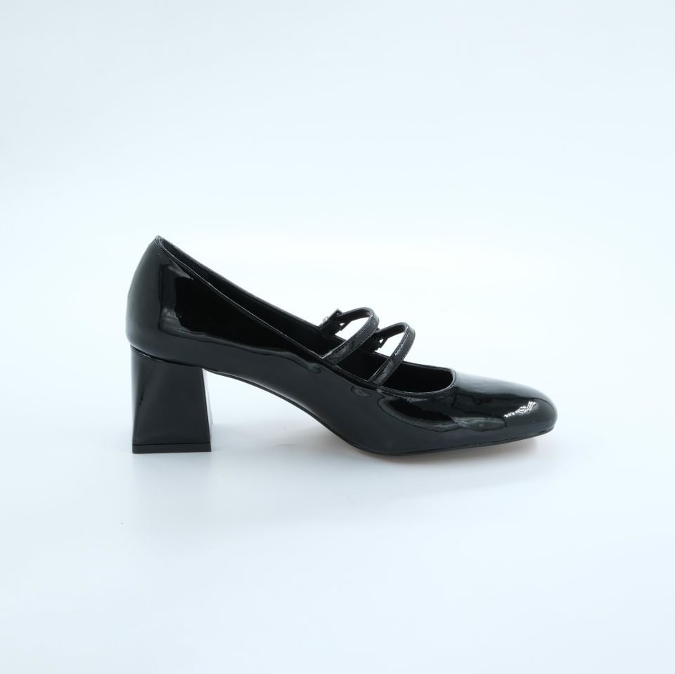 K702805 Kadın Topuklu Ayakkabı (6cm) Siyah Rugan - 38