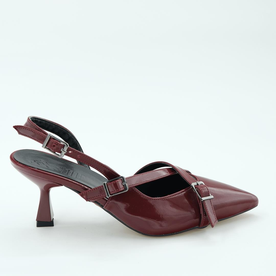 404 Kadın Topuklu Ayakkabı (7cm) Bordo Rugan - 37