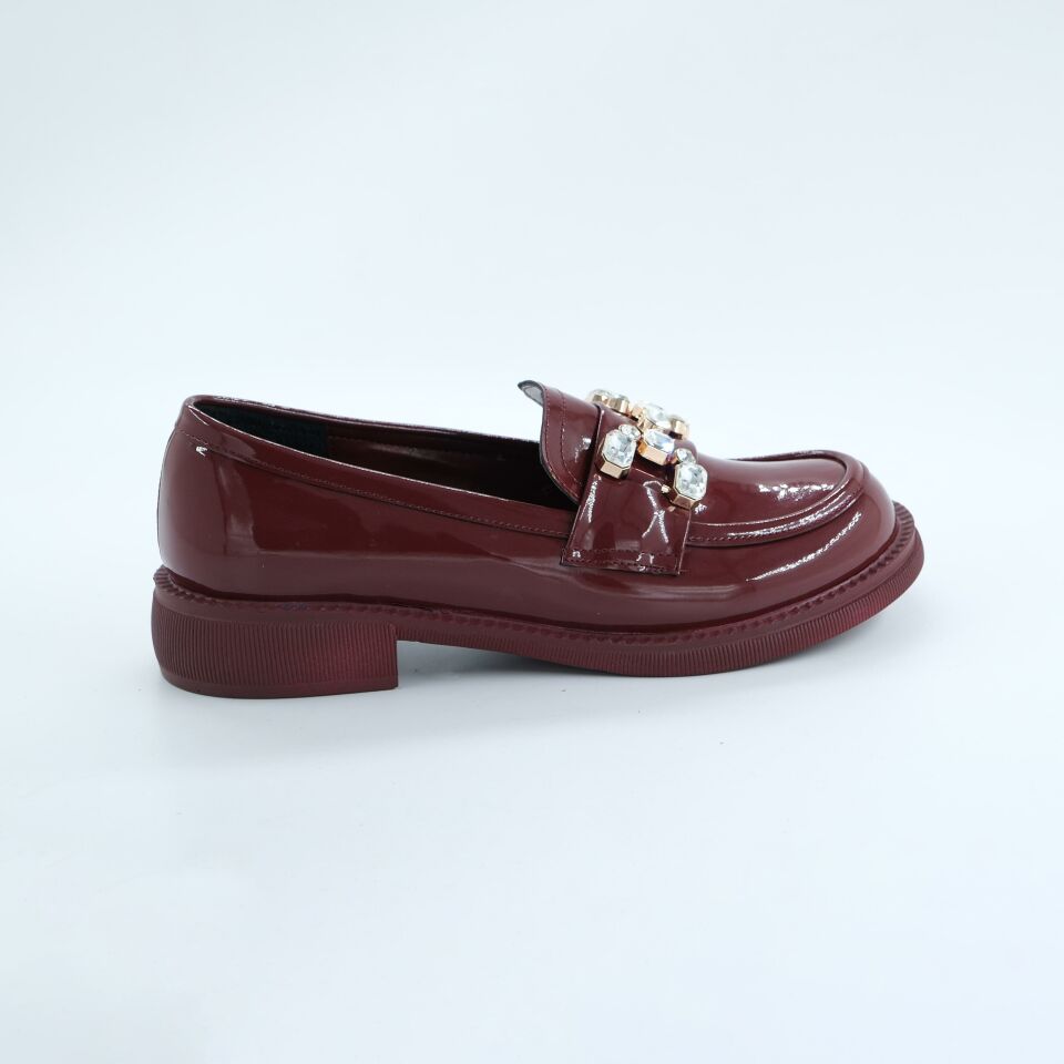 K703231 Kadın Casual Ayakkabı Bordo Rugan - 38