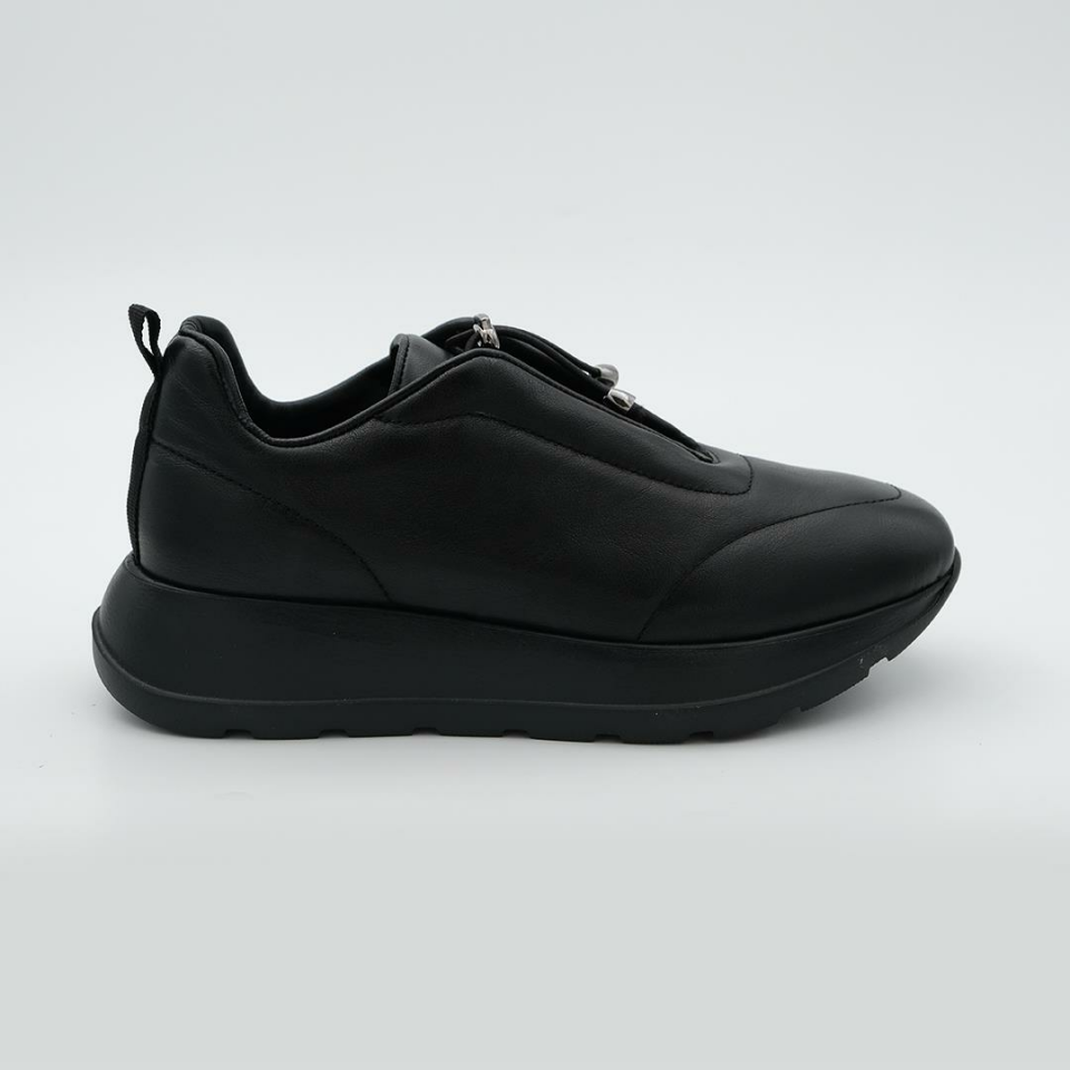 22138 Kadın Sneakers Deri Ayakkabı Siyah - 40