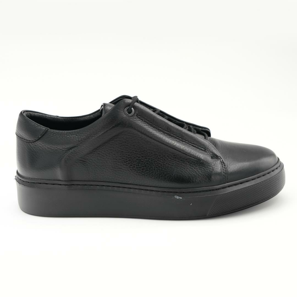 1885-6  Erkek Sneakers Deri Ayakkabı Siyah - 45