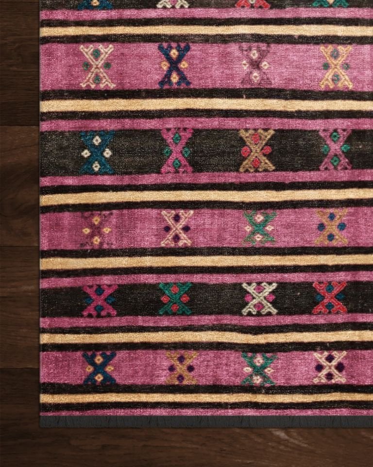 Montis Halı Vivere 35003 Pembe Şönil Dokuma Renkli Kilim Desenli Makine Halısı