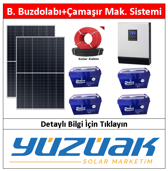 B. BUZDOLABI+ÇAMAŞIR MAK. (Soğuk Yıkama ) SİSTEMİ ( 2 ADET 550W ) MALZEME FİYATIDIR