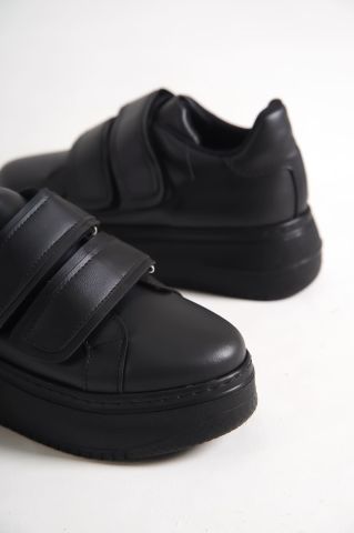 VALENCİA Bağcıksız Cırt Cırtlı Ortopedik Taban Kadın Sneaker Ayakkabı ST Siyah