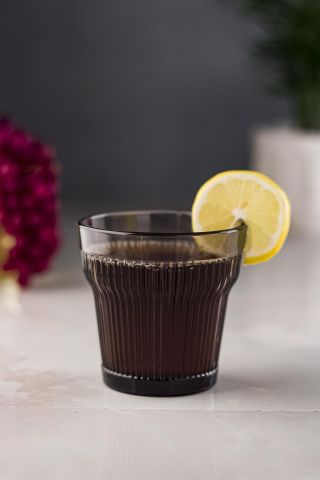 Akrilik Füme 6'lıi Kısa Bardak & Su Meşrubat Kahve Yanı Bardağı 300 ml ( Cam Değildir )