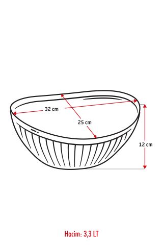 Akrilik Barok Mürdüm Büyük Oval Meyve & Salata Kasesi & Karıştırma Kabı / 3,3 Lt  (CAM DEĞİLDİR)