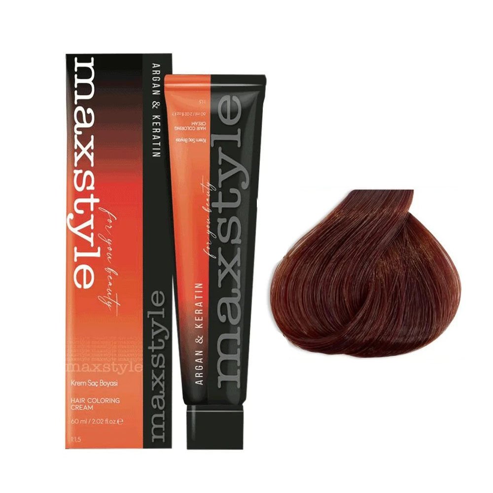 Maxstyle Argan Keratin Saç Boyası 7.35 Bronz Kahve  x 6 Adet + Sıvı oksidan 6 Adet