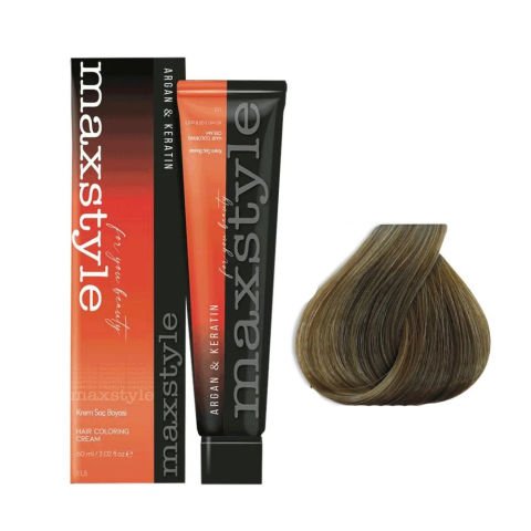 Maxstyle Argan Keratin Saç Boyası 8.11 Yoğun Açık Küllü Kumral  x 6 Adet + Sıvı oksidan 6 Adet