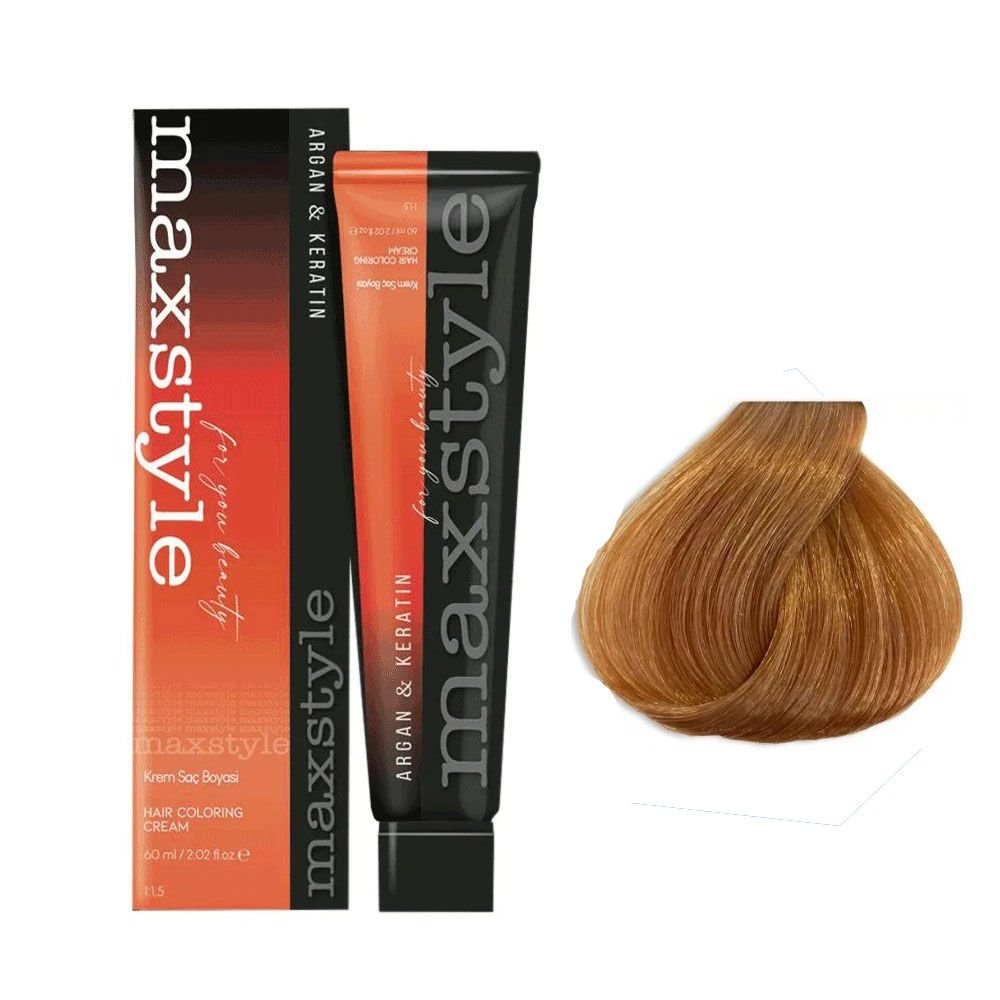 Maxstyle Argan Keratin Saç Boyası 8.34 Açık Karamel  x 6 Adet + Sıvı oksidan 6 Adet