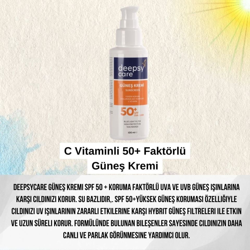 DEEPSYCARE 2'Lİ AYDINLATICI SET GÜNEŞ KREMİ+ C VİTAMİNİ