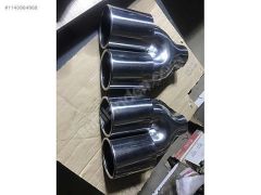 (224)Egzoz Ucu Çift Çıkış 90mm Yuvarlak Düz Ağız