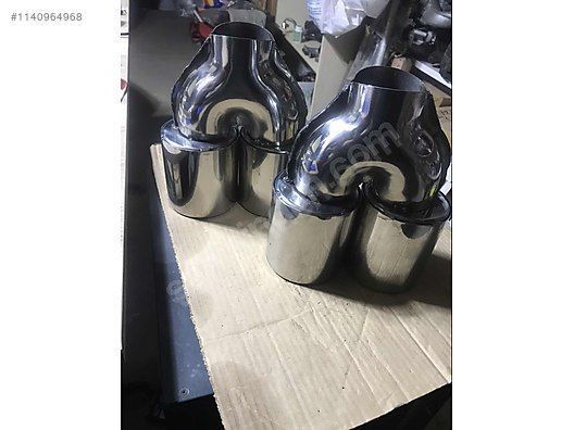 (224)Egzoz Ucu Çift Çıkış 90mm Yuvarlak Düz Ağız