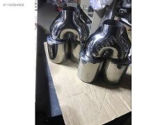 (224)Egzoz Ucu Çift Çıkış 90mm Yuvarlak Düz Ağız