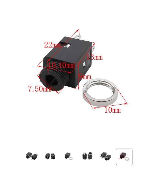 (A246) 3.5 MM Dikey Somunlu 4 Pin Jack Ses Video Dişi Jack PJ-34