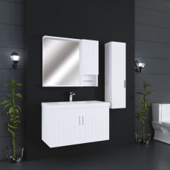 Arya 80 Cm Lake Kapaklı Mdf Banyo Dolabı