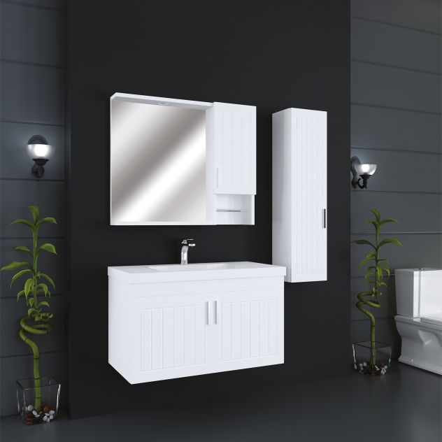 Arya 100 Cm Lake Kapaklı Mdf Banyo Dolabı