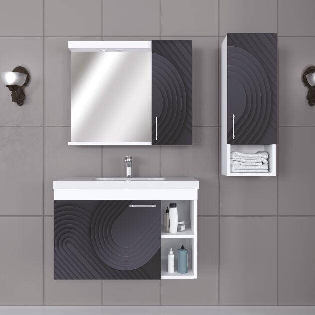 Deren 80 Cm UV Baskılı Banyo Dolabı