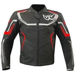 Giubbotto Moto Uomo Racing In Pelle Traforata  Berik LJ-9063 Nero Rosso