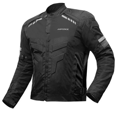 APIDEX Uomo Giacca Da Moto Cordura Giacche CE Protettive Moto Impermeabile | Nero