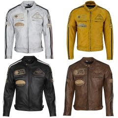 Giacca da moto in pelle vintage | Protezioni CE-UOMO-Girgio