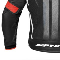 Giubotto Moto Uomo Racing In Pelle Spyke Estoril Evo Nero Rossa Fluo