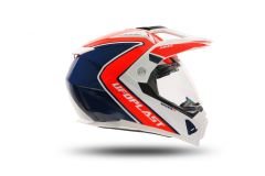 Casco Da Moto Cross UFO AIRES HE181 | Rosso Blu Bianco