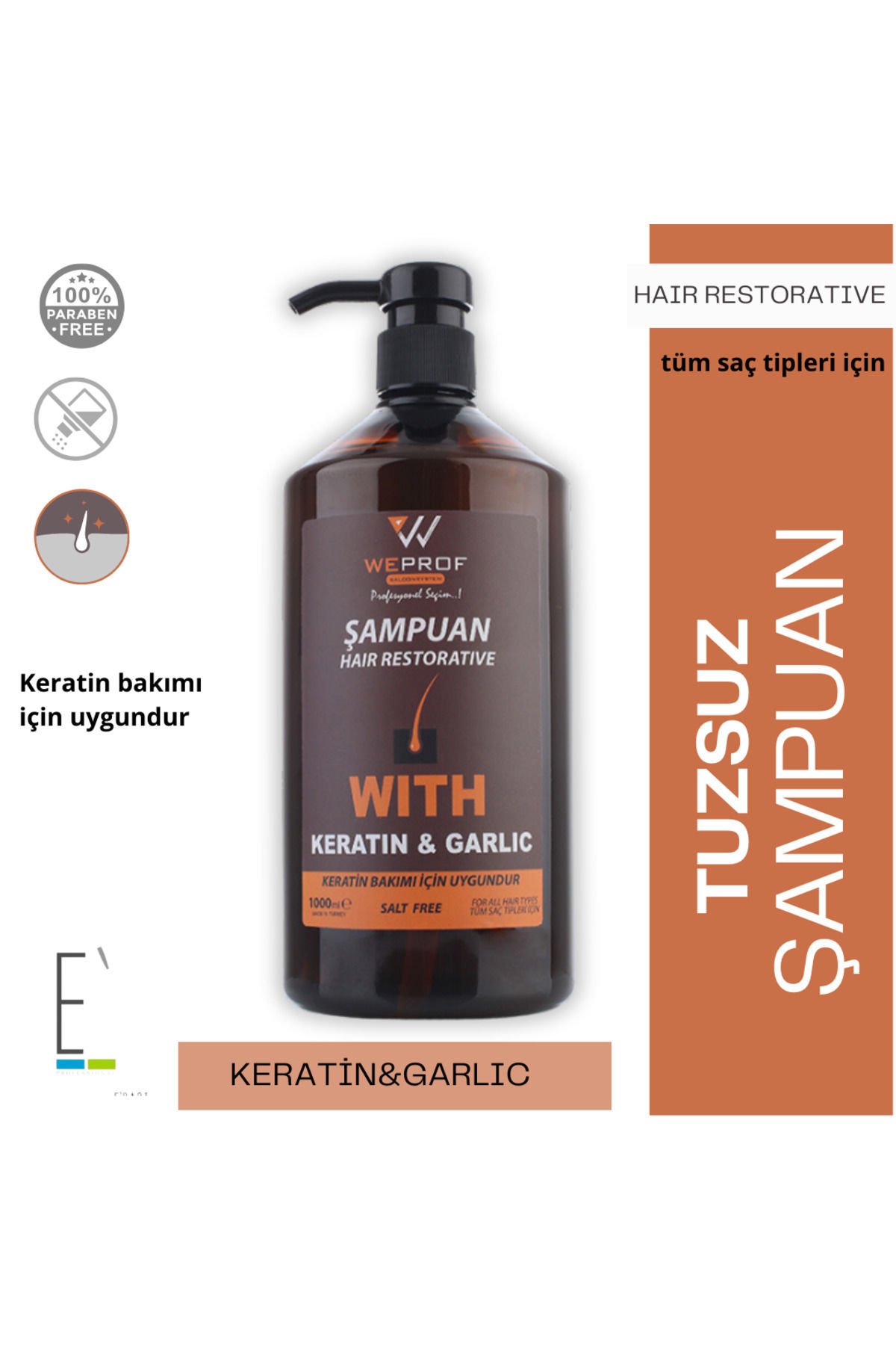 Tuzsuz Kerantin & Garlic Bakım Şampuanı 1000 ml