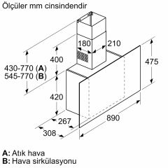 Bosch DWF95AJ20T Düz Beyaz Davlumbaz