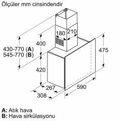 Bosch DWF65AJ70T Gri Düz Davlumbaz