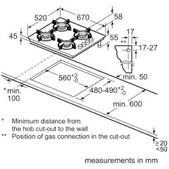 Bosch POP7C9P31O Gazlı Ocak 67 Cm Sert Cam Antrasit Gri Serie 4