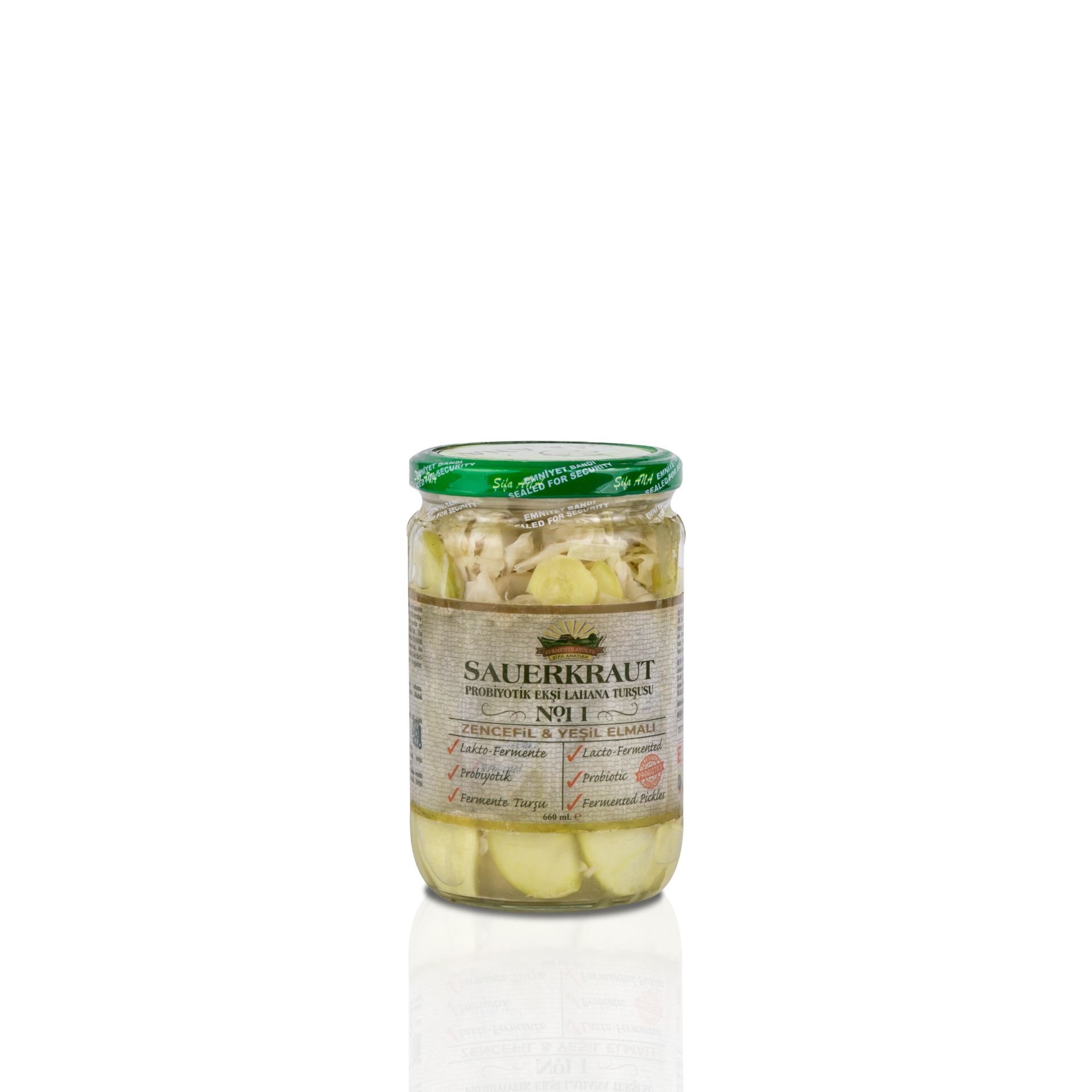 Sauerkraut (Sour Sauerkraut) No11 with Ginger & Green Apple (660cc.)