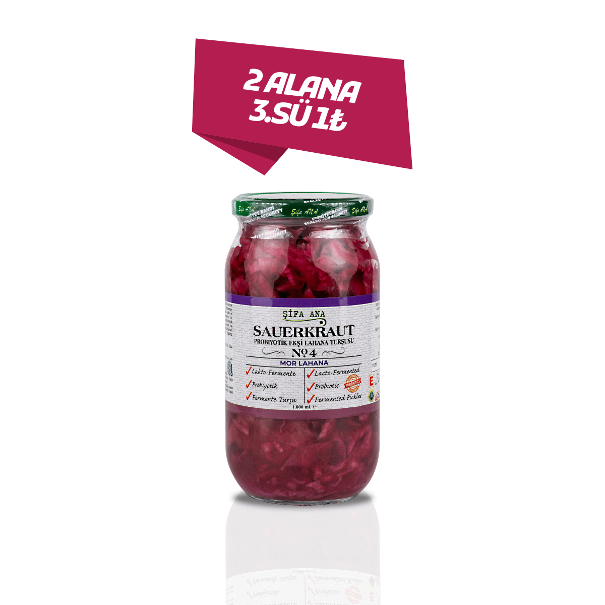 Sauerkraut (Ekşi Lahana Turşusu) No4 Mor Lahana (1000cc.)