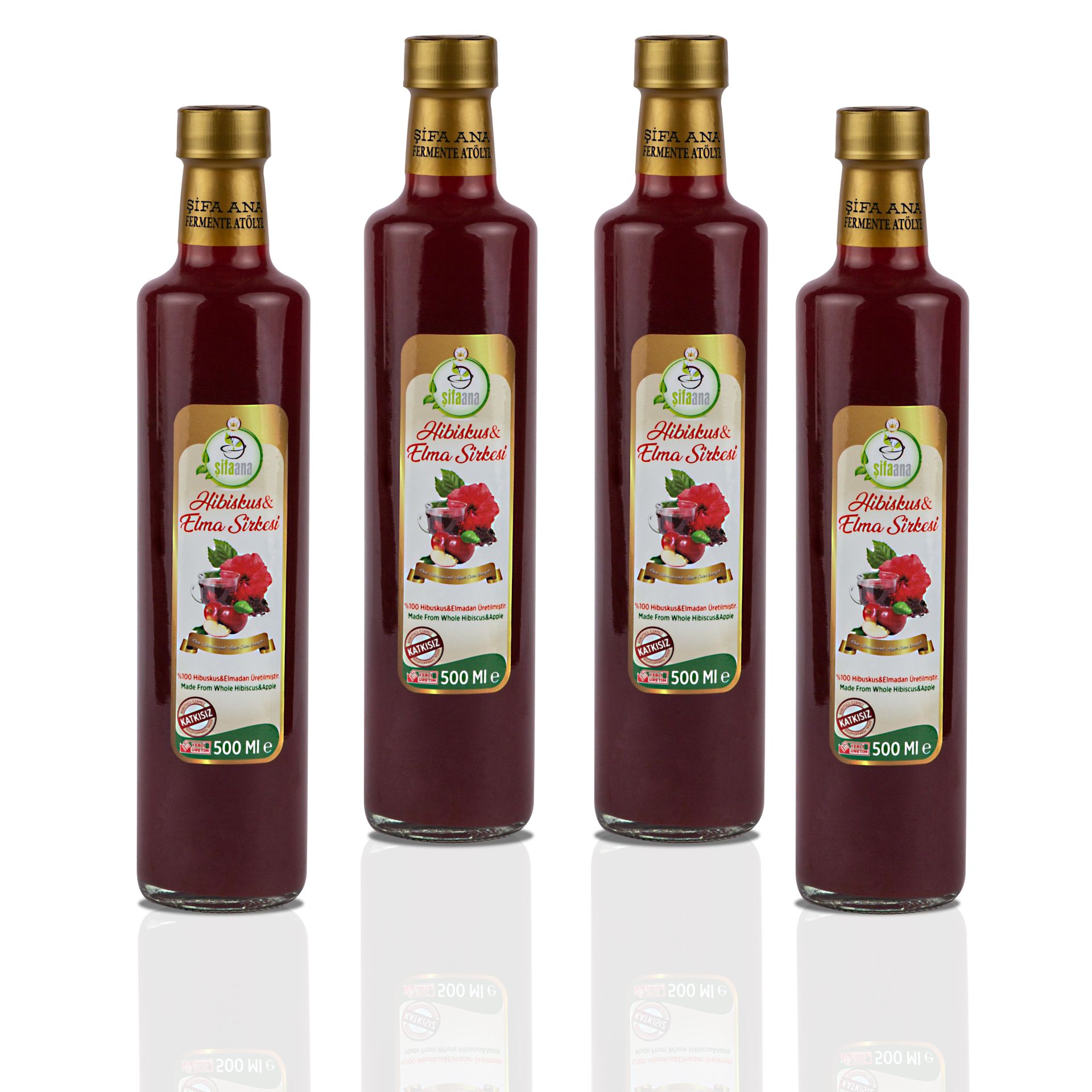 Hibiskuslu Elma Sirkesi (4x500 ml)